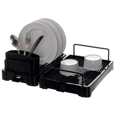 Imagem de Escorredor de Pratos com Porta Talher Prime Aramado Dry Master Preto com Preto