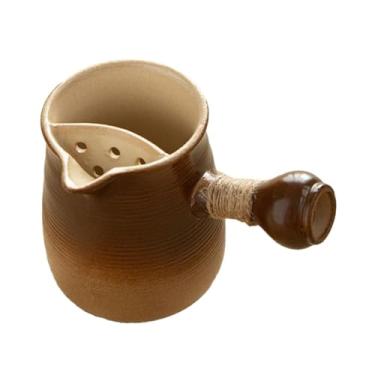 Imagem de Baoblaze Bule de cerâmica, chaleira para fazer chá, chaleira com folhas de chá florescendo e soltas com alça anti-escaldadura para ferver água quente para, 610ml Amarelo