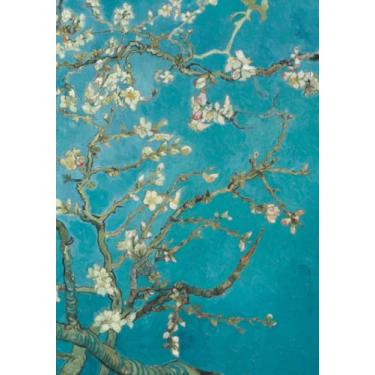 Imagem de Vincent van Gogh: Caderno de redação com pauta universitária pautado em papel pautado com design de capa de flor de amêndoa para amantes de arte