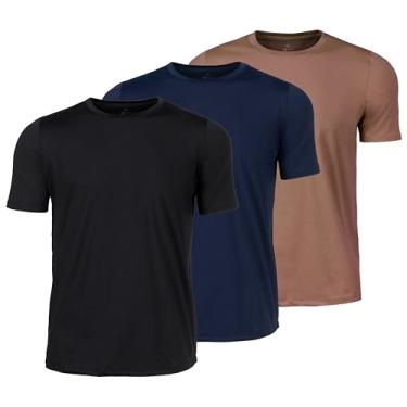 Imagem de Kit 03 Camisas Camiseta Masculina Treino Academia (BR, Alfa, XG, Regular, Preto, Marinho e Terra)