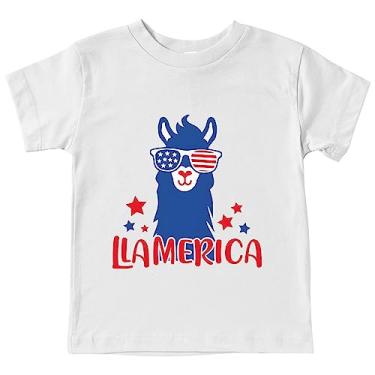 Imagem de Camisetas infantis meninos algodão estampa animal camiseta bandeira americana crianças Dia da Independência Patriótico Go So Hard, Branco, 13-14 Anos