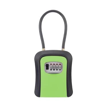 Imagem de predolo Caixa de bloqueio de armazenamento de chave com combinação de 4 dígitos tamanho interno 8.6x6.5x3cm código reajustável à prova d'água para maçaneta de, Verde