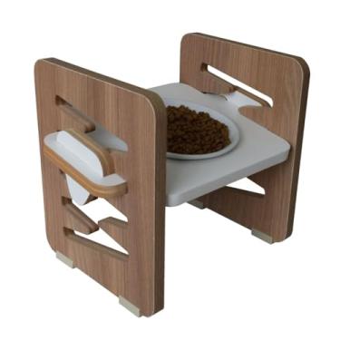 Imagem de Comedouro Elevado Pet MDF Cães e Gatos Zig Zag Regulagem Altura - Porcelana