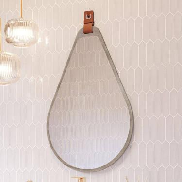 Imagem de Espelheira Para Banheiro Alça em Couro Gota Espresso Móveis Cimento