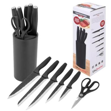 Imagem de CONJUNTO COM 5 FACAS,1 TESOURA DE COZ E 1 SUPORTE