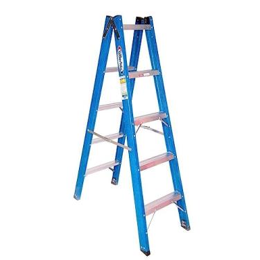 Imagem de Escada em Fibra Tesoura Dupla 5 Degraus 1,50m Premium Wbertolo