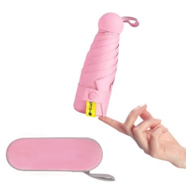 Imagem de Guarda-chuva Mini guarda-chuva de bolso rosa 8 costelas, raios UV