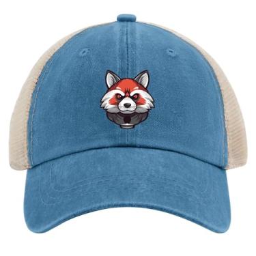 Imagem de Bonés de beisebol Red Panda Mascote Espor Boné Trucker para Adolescentes Retrô Snapbacks, Lago azul, Tamanho Único