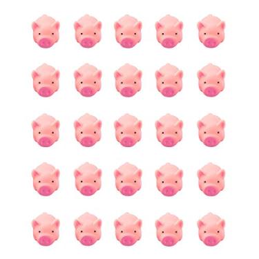 Imagem de Tvoip 25 peças/lote brinquedos fofos para cães de 5 cm/2 polegadas rosa gritando borracha porco brinquedos para animais de estimação Squeak Squeaker presente para mastigar decorações para casa