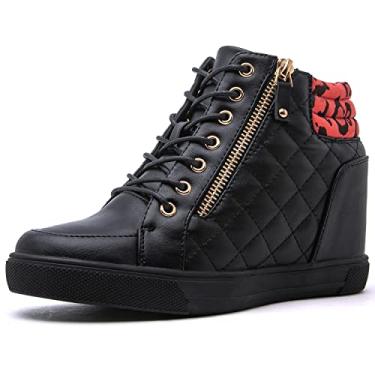 Imagem de GLOBALWIN Ankle boots feminino anabela tênis feminino, 21yy21 preto/vermelho melancia, 6.5