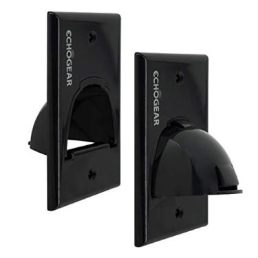 Imagem de ECHOGEAR Escondedor de cabo de parede preto - par de passagem única com suportes de drywall incluídos - Gerencie e oculte 8 cabos de baixa tensão - Instalação rápida com modelo de corte