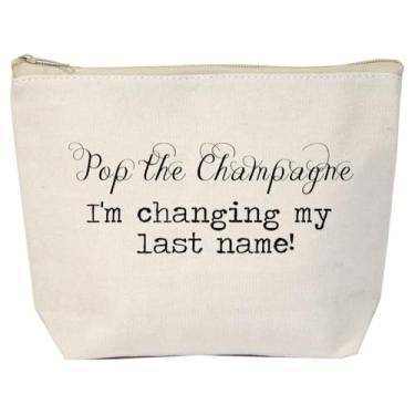 Imagem de Sacola de lona natural da Jules com fecho de zíper Pop The Champagne I'm Changing My Last Name
