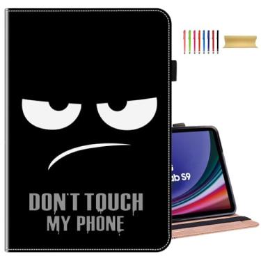 Imagem de Dteck Capa para Samsung Galaxy Tab S9 Ultra 2023/Tab S8 Ultra 2022, capa fólio de couro PU premium à prova de choque com suporte para S Pen Band Elastic Band Protective Soft TPU Tablet Case, Don't