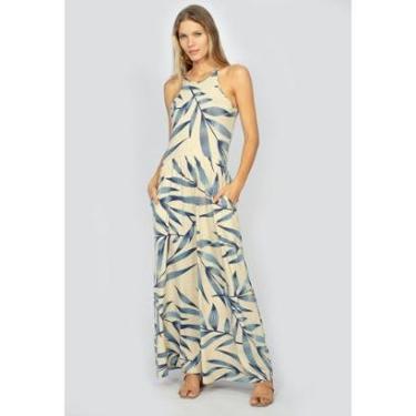 Imagem de Vestido Longo Jennifer Malha Amazonia Vital Trapézio com Bolso Bambu Azul-Feminino