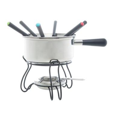 Imagem de APARELHO FONDUE 10PC AÇO INOX BASE METAL INOX/PRETO