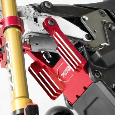 Imagem de Aluminum 7075 Crash Structure for 1/4 LOSI Promoto-MX Motorcycle LOS06002 LOS06000T1 LOS06000T2, RTR Upgrade Parts Front Faucet Seat Support for Losi 1/4 Motorcycle(Red)
