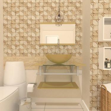 Imagem de Gabinete de Vidro 70cm com Cuba Redonda Champagne