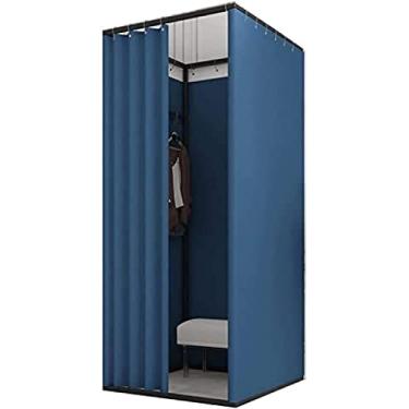 Imagem de Provador móvel de loja de roupas Provador quadrado de loja de roupas, vestiário móvel com cortina de sombreamento, vestiário temporário, vestiário com proteção de privacidade Divisória de te