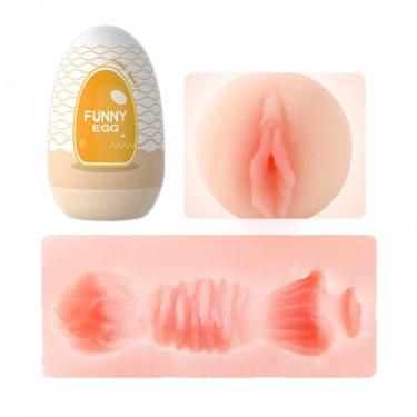 Imagem de Masturbador Masculino Formato Vagina, Boca ou Ânus Em Cyberskin - Funny Egg (Amarelo)