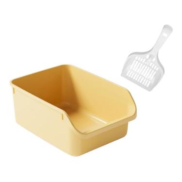 Imagem de Generic Aberto semi fechado gato suprimentos para animais de estimação comadre de alta face bandeja de areia para gato vaso sanitário de areia para gato, amarelo
