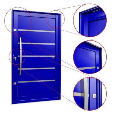 Imagem de Porta Pivotante Lambril Premium com Puxador Lado Esquerdo Elite 216x120 Azul