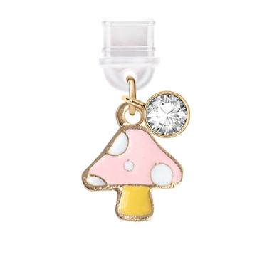 Imagem de ELISE & FONDA TP252 Tipo-C porta de carregamento USB plugue antipoeira minúsculo cogumelo pingente para celular Samsung/OnePlus/Xiaomi/oppo Android iPhone 15/16 (rosa), approx. 1.3 cm (L) x 0.2 cm (D)