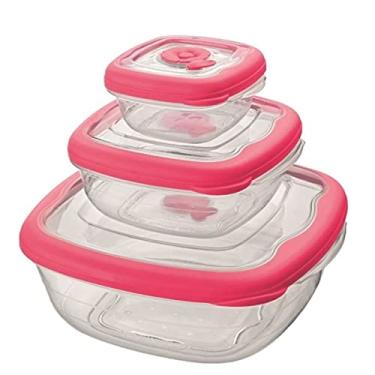 Imagem de Sanremo - Conjunto com 3 Sanremo - Potes Herméticos Plástico Quadrado, Linha Flor