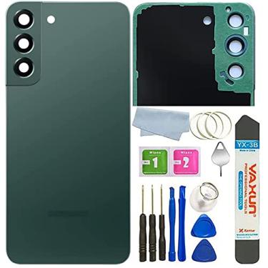 Imagem de Capa traseira de vidro para Galaxy S22 Plus à prova d'água com lente de vidro da câmera e peças de substituição de fita para Samsung Galaxy S22+ Plus S906 todas as versões + ferramentas (verde)