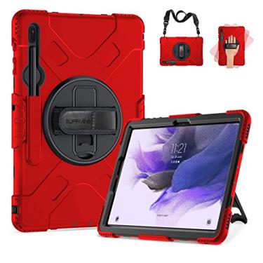 Imagem de SUPFIVES Capa para Samsung Galaxy Tab S7 FE 12,4 polegadas 2021: [Atualizado grau militar] Capa protetora robusta de silicone macio de corpo inteiro - suporte - alça de ombro/alça de ombro - suporte