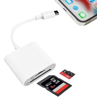 Imagem de Leitor de cartão SD USB C compatível com iPhone 15/iPad/MacBook/Mac/Laptop/Tablet, adaptador de cartão de memória tipo C para câmera digital 2 em 1 para cartões SD e micro SD