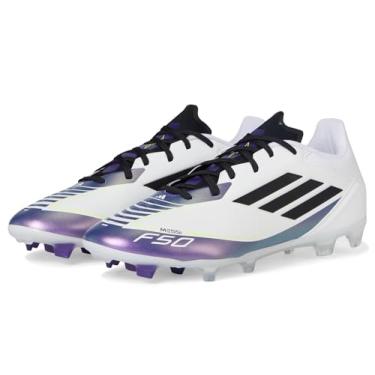 Imagem de adidas Tênis unissex adulto F50 League Messi Firm Ground, Branco/preto/roxo unidade, 12.5 Women/11.5 Men