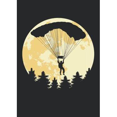 Imagem de Notizbuch A4 dotted, gepunktet, punktiert mit Softcover Design: Fallschirmspringer Vollmond Skydiving Logo Skydiver: 120 dotted (Punktgitter) DIN A4 Seiten