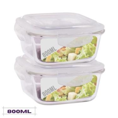 Imagem de Conjunto 2 Potes Quadrado Mantimentos Vidro 800 ml - QUALITY HOUSE