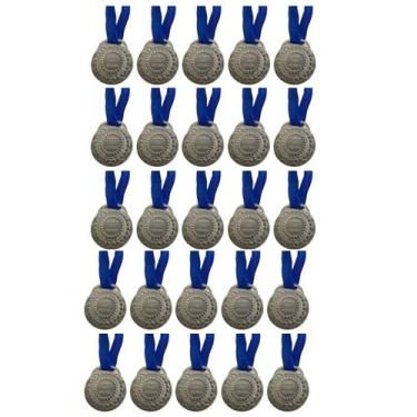 Imagem de Kit C/25 Medalhas de Ouro Prata ou Bronze Honra ao Mérito C/Fita Azul 