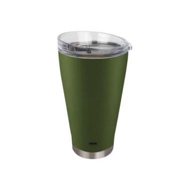 Imagem de Copo Térmico 700ml VERDE Para Cerveja C/Tampa e Abridor 8048 MOR