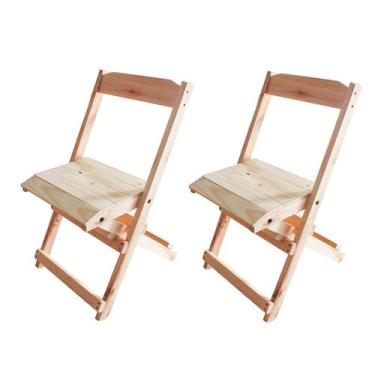 Imagem de Kit 2 Cadeiras Dobráveis Madeira Maciça Bar Lanchonete - Grandis Móvei