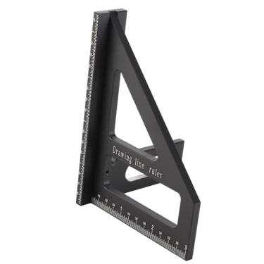Imagem de Transferidor Quadrado para Carpintaria de 45 90 Graus Ferramenta Versátil de Liga de Alumínio Adequada para Engenheiros (BLACK)