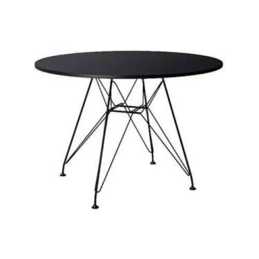 Imagem de Mesa Eames Ferro Preto Tampo Redondo Madeira Preto 110cm - House Desig
