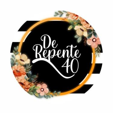 Imagem de Painel de Tecido Sublimado Redondo De repente 40 Flores Laranja Glitte