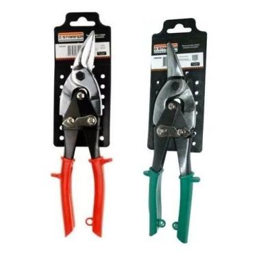 Imagem de 2 Tesoura Corta Chapa Aviação Direita Esquerda Starfer Ofert, 10"