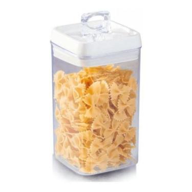 Imagem de Pote Hermético 2,3 L Quadrado Acrílico Trava Transparente - injeplas