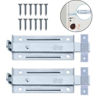 Imagem de Ferrolho Trinco Tarjeta Fecho Chato Porta Janela 10Cm 02 Un - Silvana