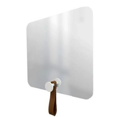Imagem de Espelho Funcional Hook Branco Alça Caramelo 50x50 Cm Quadrado - e2g De