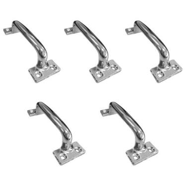 Imagem de Kit 5 Puxador Alça 10cm P/ Moveis Porta Janela Aliança Cromado, Pratea