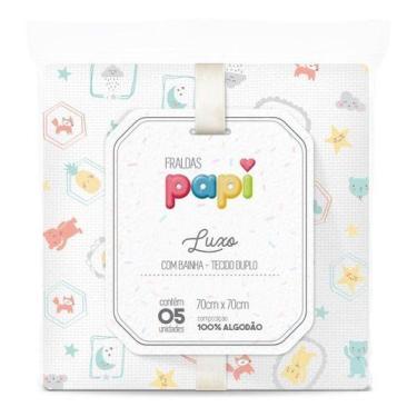 Imagem de  fralda de pano luxo com bainha tecido duplo papi estampada kit c/5 un