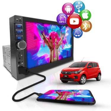 Imagem de Central Multimídia Universal Mp5 Bt 1 Din 7 Espelha Dvd Câm Fiat Mobi 