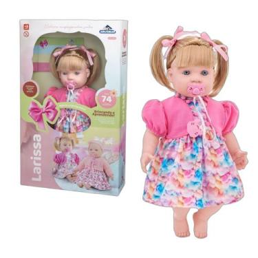 Imagem de Boneca Larissa Fala 74 Frases 50cm Chupeta Brinquedo Menina - Adijomar