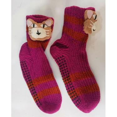 Imagem de Meia Térmica feminino Bichinhos Quente Inverno Grande Trançada hh - Ge