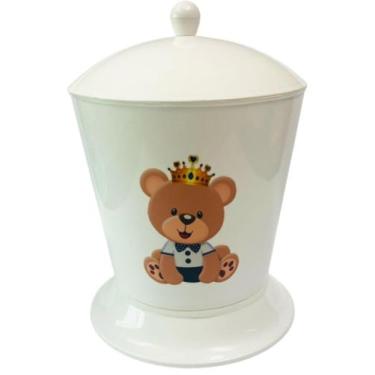 Imagem de Lixeira Infantil para Quarto - Dóia Kids, Ursinho Príncipe/Tampa Branc
