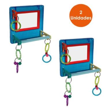 Imagem de 2 Unidades Brinquedo Multiplay Diversão c/ Poleiro e Espelho Bird Toy 
